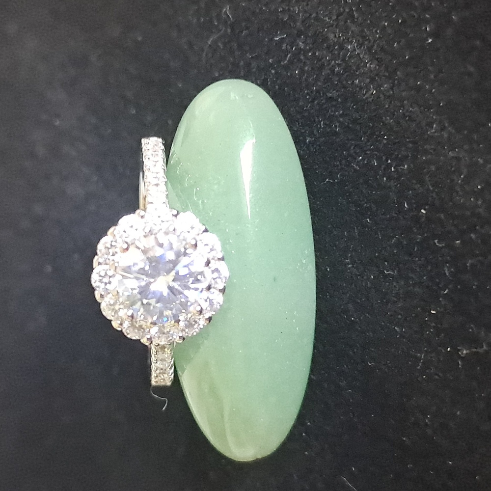 Sterling Silver Classic Round Halo Cubic Zirconia Ring.‎ Sizes 6, 7 & 8. - Picture 2 of 8